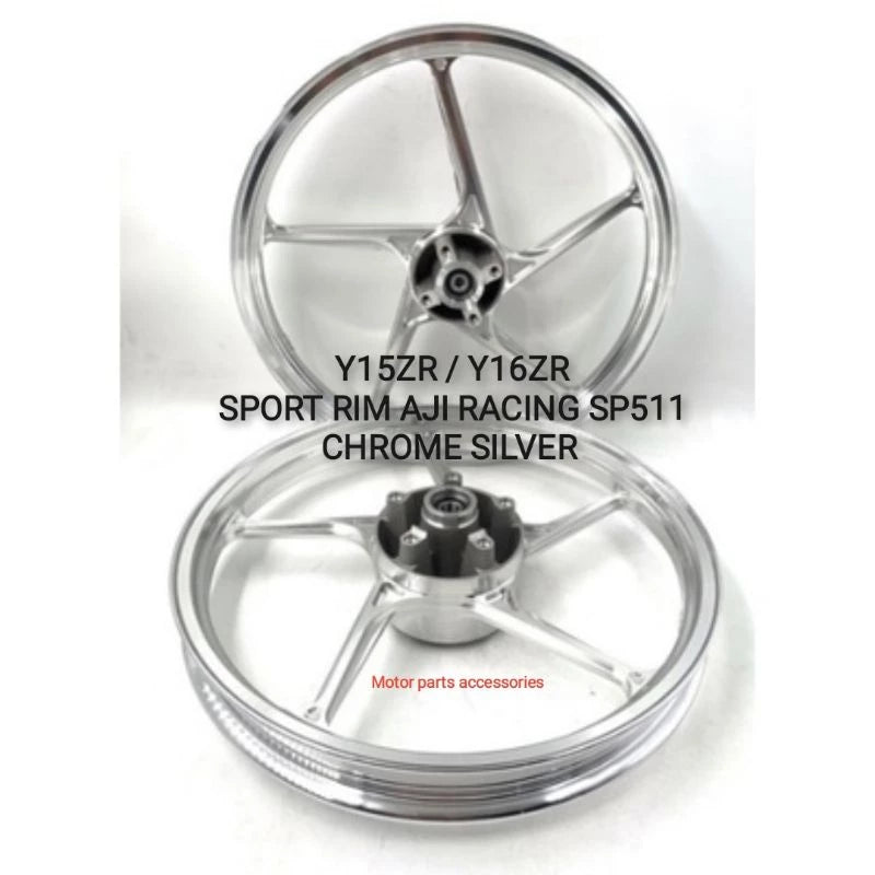 DHC- Y15ZR SPORT RIM AJI RACING SP511 CHROME SILVER F/R 1.6X17 WITH BEARING BUSH SET -By Sea Courier Method 🚢📦