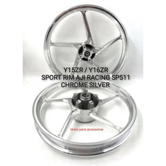 DHC- Y15ZR SPORT RIM AJI RACING SP511 CHROME SILVER F/R 1.6X17 WITH BEARING BUSH SET -By Sea Courier Method 🚢📦