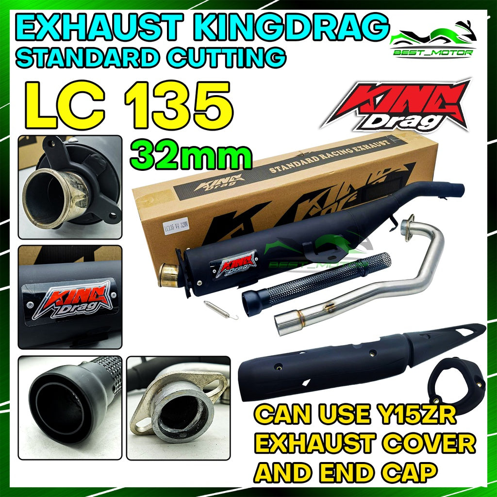 Y15 V1 V2 - 32MM EXHAUST KING DRAG LC135 Y15 SRL Lagenda LC 135 SRL115 EKZOS STANDARD CUTTING FULL SYSTEM -By Sea Courier Method🚢📦