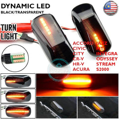 Honda 2pcs Led Dynamic Side Turn Signal Light For Accord Civic City Fit Jazz Stream Odyssey S2000 CR-V HR-V Lampu Tepi -By Sea Courier Method 🚢🎁