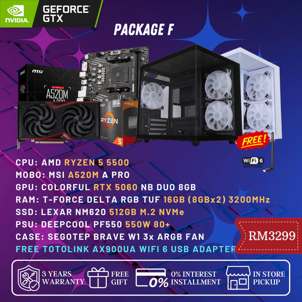 (READY STOCK) GAMING PC PACKAGE RTX 5060 Ti / INTEL / RYZEN CUSTOM BUILD HIGH PERFORMANCE -By Sea Courier Method 🚢📦