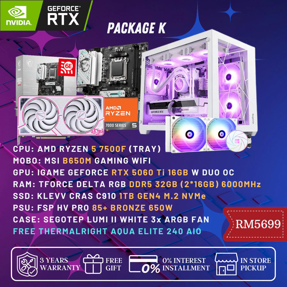 (READY STOCK) GAMING PC PACKAGE RTX 5060 Ti / INTEL / RYZEN CUSTOM BUILD HIGH PERFORMANCE -By Sea Courier Method 🚢📦