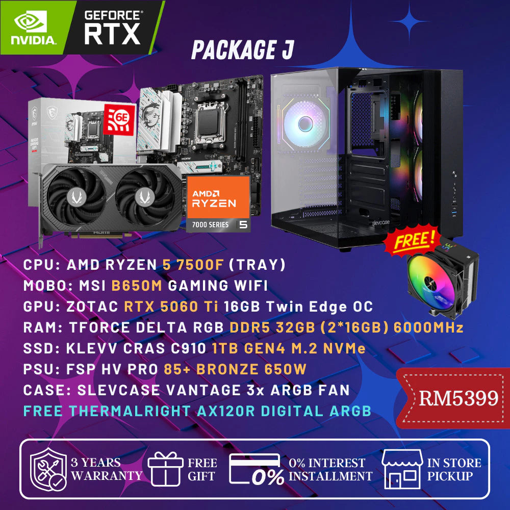(READY STOCK) GAMING PC PACKAGE RTX 5060 Ti / INTEL / RYZEN CUSTOM BUILD HIGH PERFORMANCE -By Sea Courier Method 🚢📦