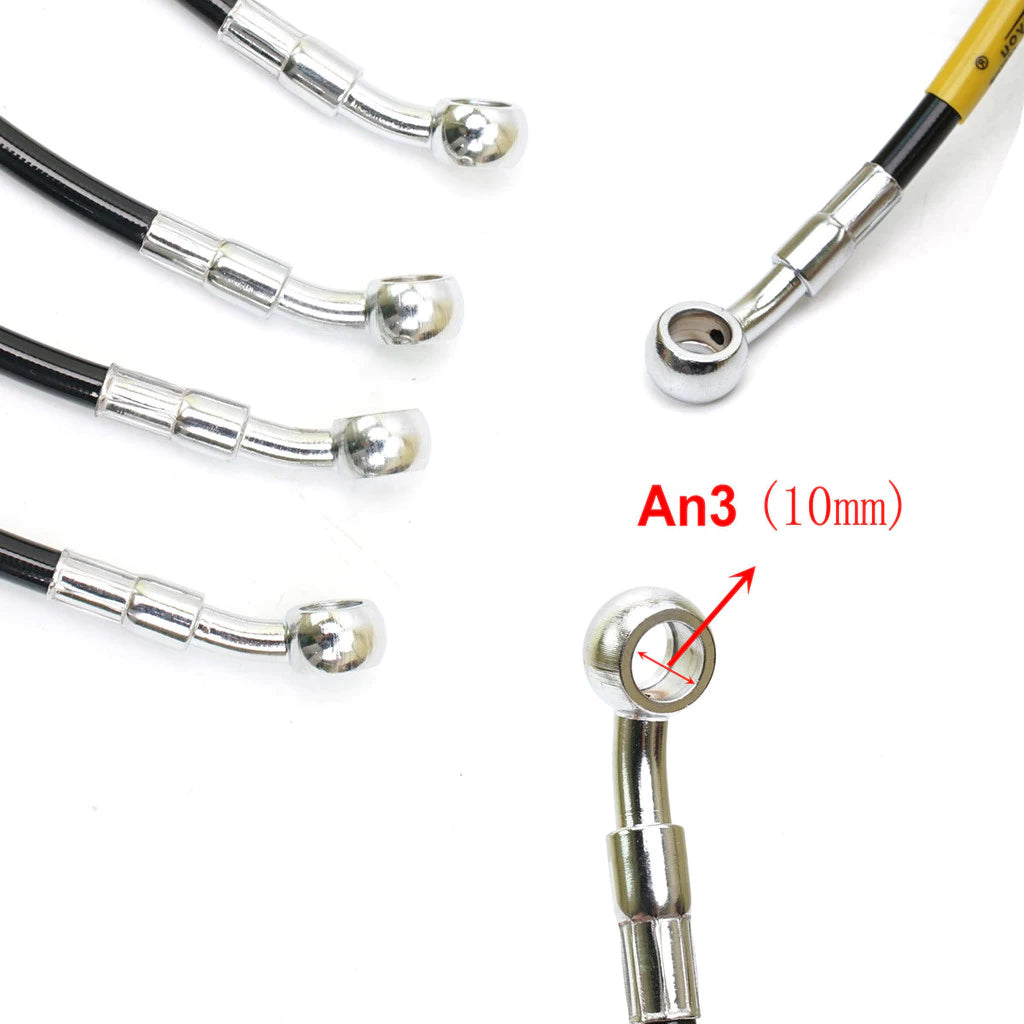 DHC- AN3 Motorcycle Braided Brake Hose Line Steel Brake Cable Hydraulic Clutch Banjo Oil Pipe Line for Universal Dirt Bike Racing ATV -By Sea Courier Method 🚢📦
