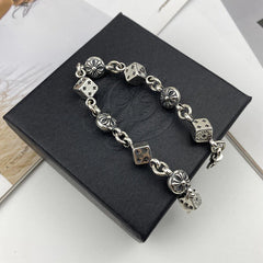 Fashion Carved Cross Bracelet Vintage Silver Punk Dice Cross Chain Bracelet for Men and Women Hip Hop Bracelets Couple Bracelet Jewelry -By Sea Courier Method