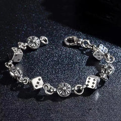 Fashion Carved Cross Bracelet Vintage Silver Punk Dice Cross Chain Bracelet for Men and Women Hip Hop Bracelets Couple Bracelet Jewelry -By Sea Courier Method