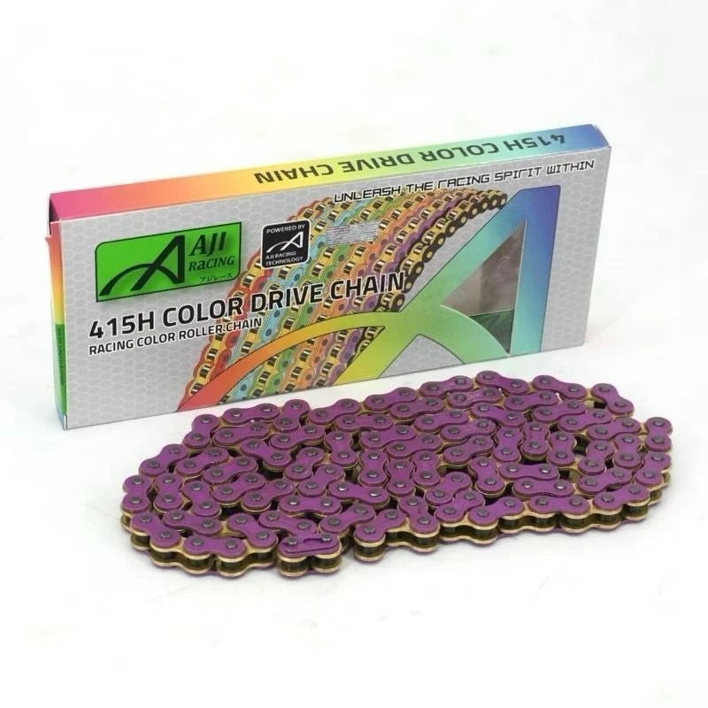AJI RACING COLOUR CHAIN (ORING) HEAVY DUTY 415 - 132L 428 - 132L RANTAI MOTORSIKAL WARNA PINK GREEN PURPLE RED -By Sea Courier Method 🚢📦