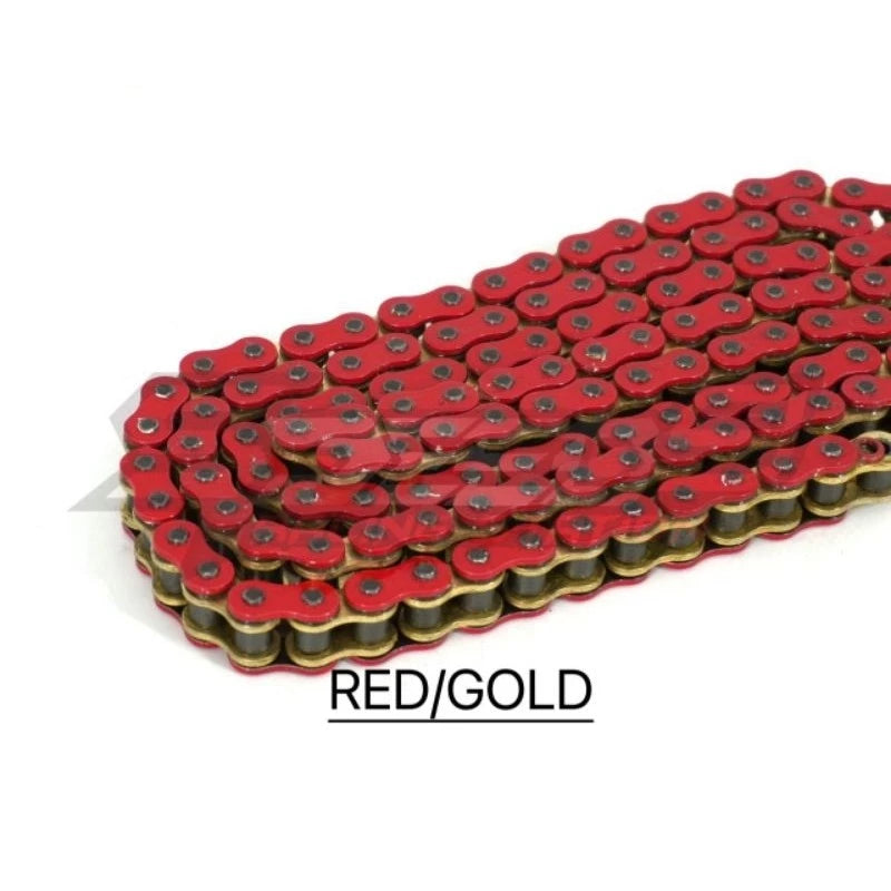 AJI RACING COLOUR CHAIN (ORING) HEAVY DUTY 415 - 132L 428 - 132L RANTAI MOTORSIKAL WARNA PINK GREEN PURPLE RED -By Sea Courier Method 🚢📦