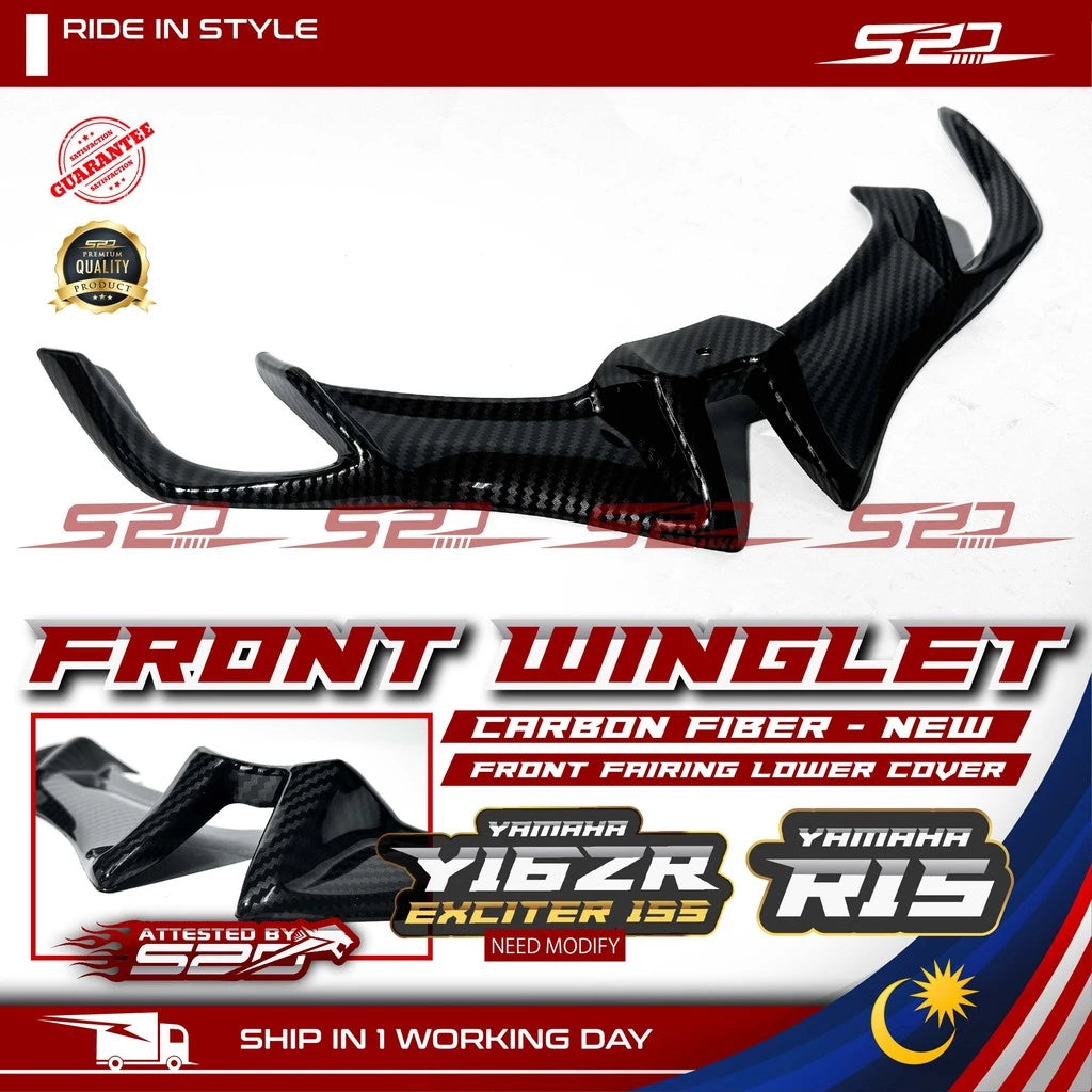 Front Winglet Y16ZR R15 KAWASAKI NINJA 250 300 Forged Carbon Fiber Fairing Aerodynamic Lower Cover Depan Spoiler Wingkit -By Air Courier Method ✈️📦