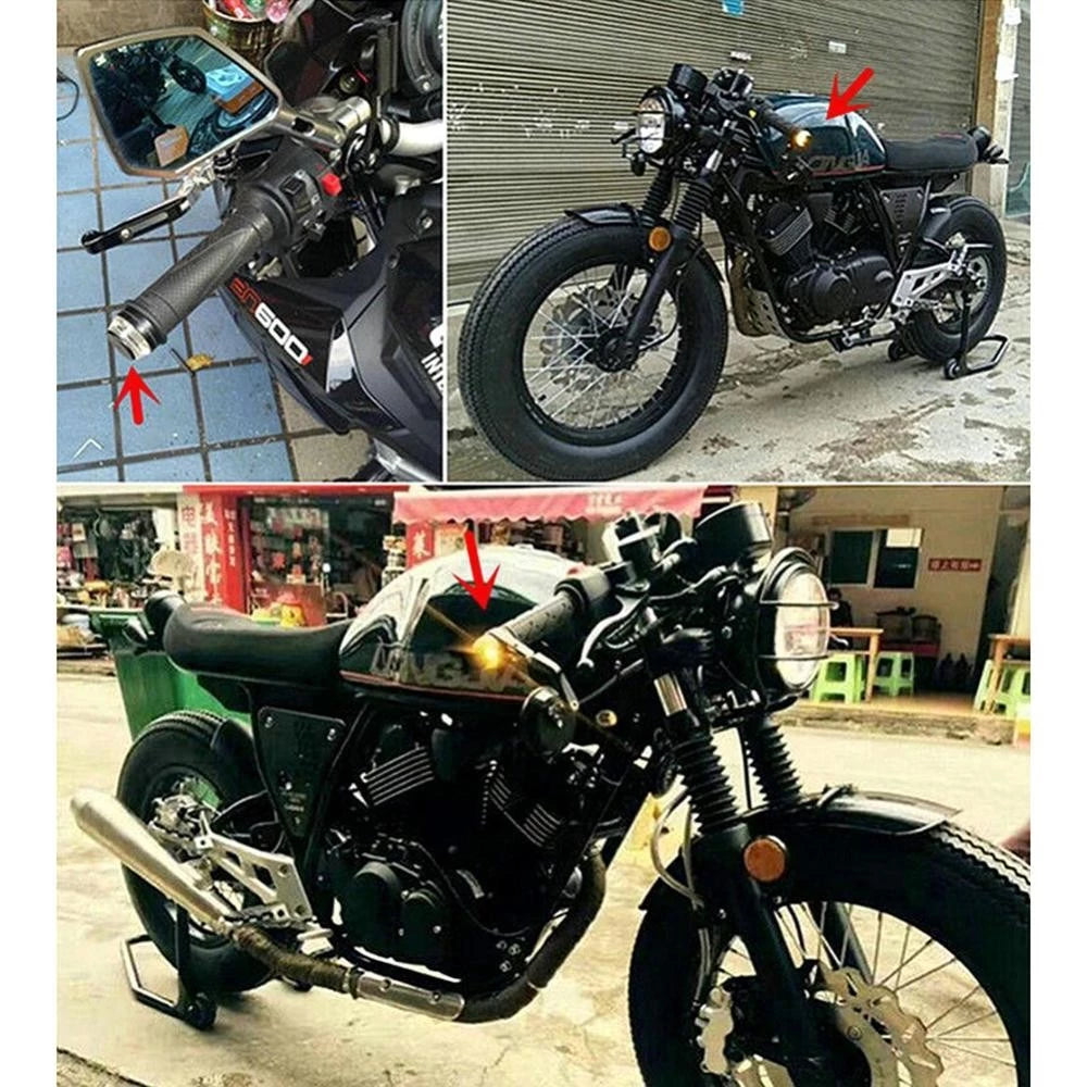1Pcs Motorcycle Turn Signal LED Light Indicator Blinker Handle Bar End Handlebar White Yellow A1J9 -By Sea Courier Method 🚢📦