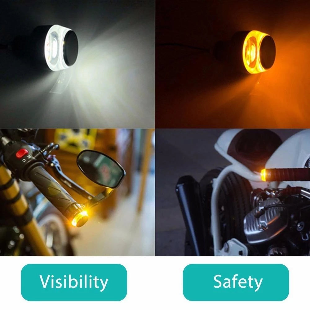 1Pcs Motorcycle Turn Signal LED Light Indicator Blinker Handle Bar End Handlebar White Yellow A1J9 -By Sea Courier Method 🚢📦
