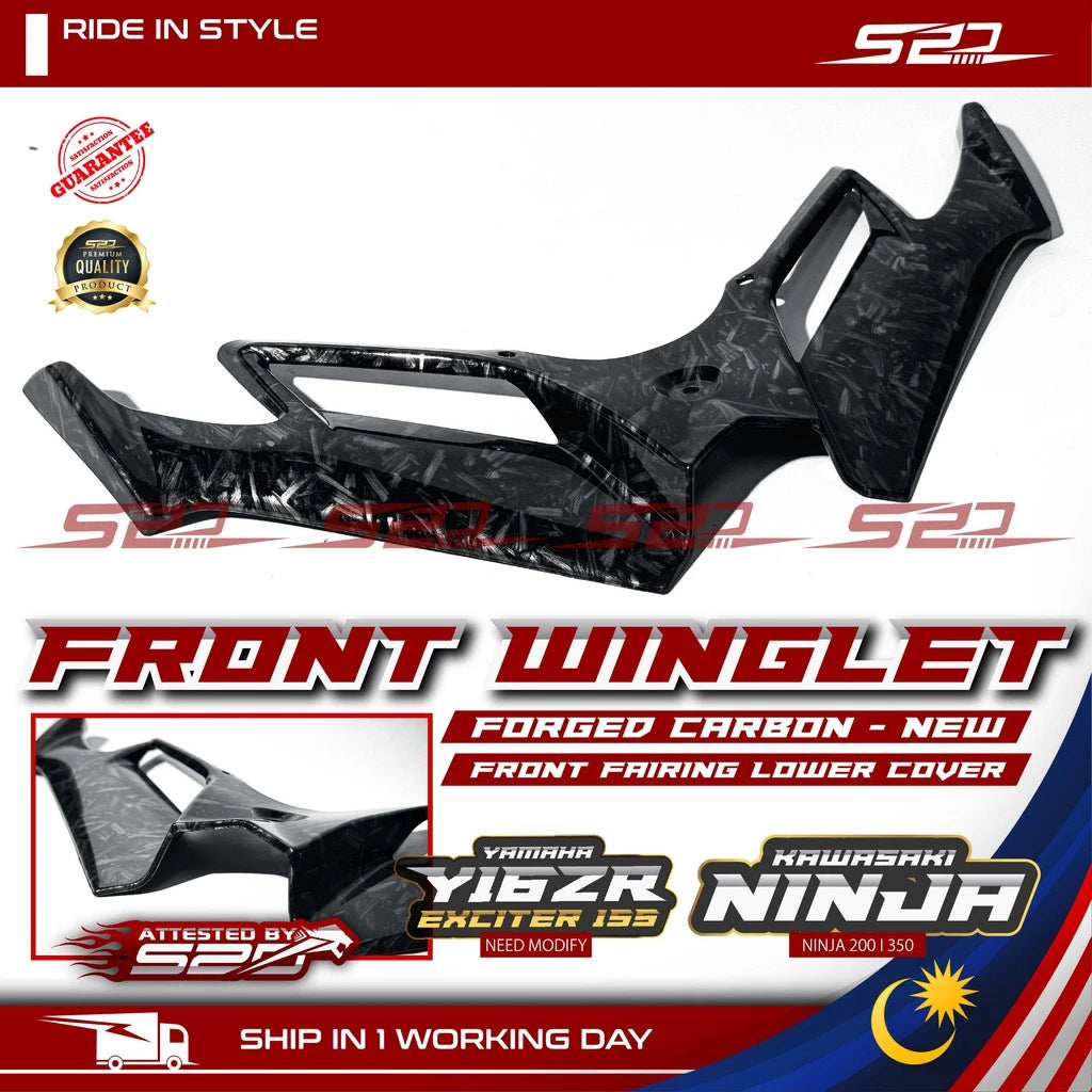 Front Winglet Y16ZR R15 KAWASAKI NINJA 250 300 Forged Carbon Fiber Fairing Aerodynamic Lower Cover Depan Spoiler Wingkit -By Air Courier Method ✈️📦