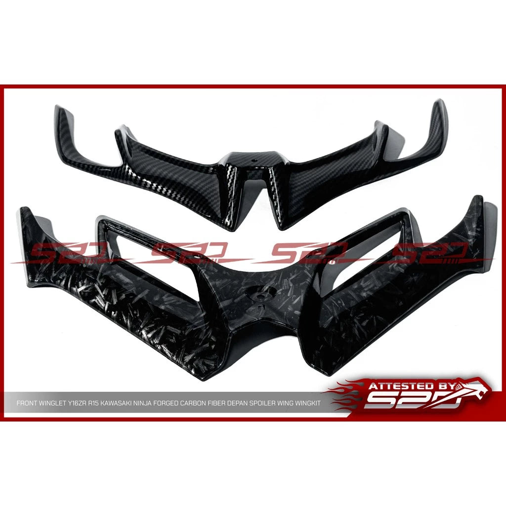 Front Winglet Y16ZR R15 KAWASAKI NINJA 250 300 Forged Carbon Fiber Fairing Aerodynamic Lower Cover Depan Spoiler Wingkit -By Air Courier Method ✈️📦