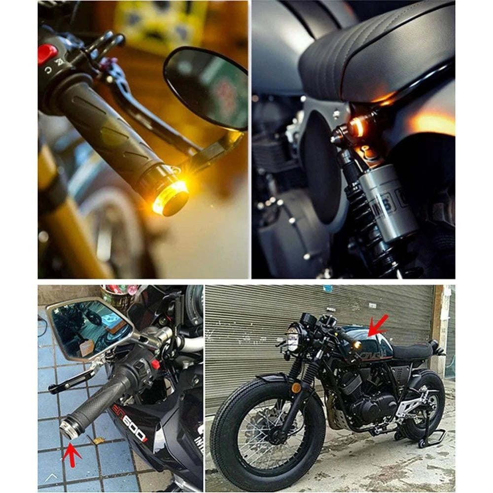 1Pcs Motorcycle Turn Signal LED Light Indicator Blinker Handle Bar End Handlebar White Yellow A1J9 -By Sea Courier Method 🚢📦