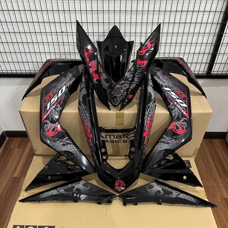 DHC- JL Coverset MagicBoy Dragon Naga Hitam LC135 V1 V2 V4 V5 V6 V7 V8 Y15 Y16 naga Choii Dragon Sticker -By Sea Courier Method 🚢📦