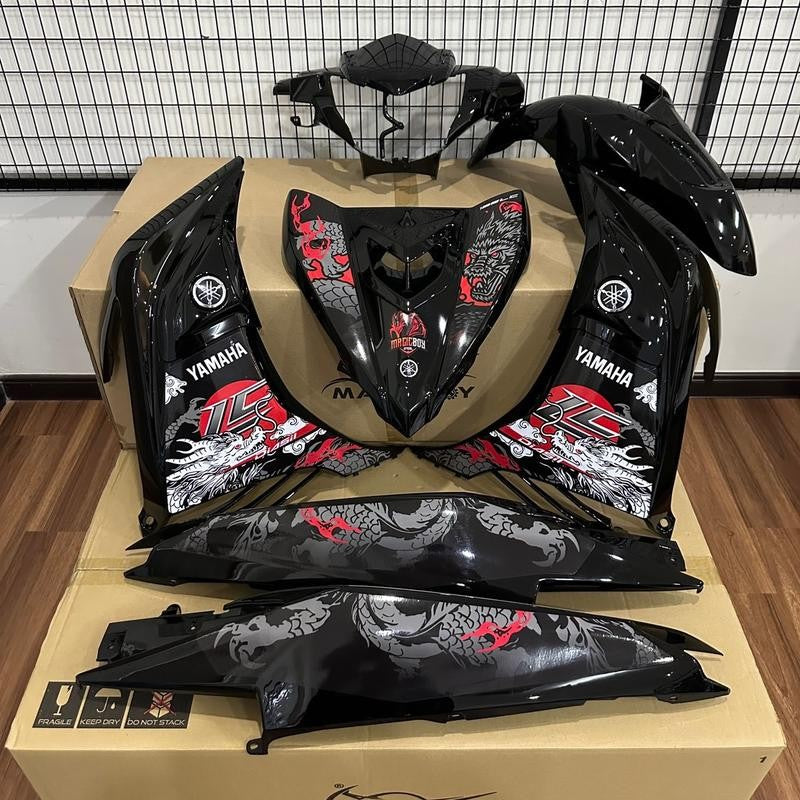 DHC- JL Coverset MagicBoy Dragon Naga Hitam LC135 V1 V2 V4 V5 V6 V7 V8 Y15 Y16 naga Choii Dragon Sticker -By Sea Courier Method 🚢📦