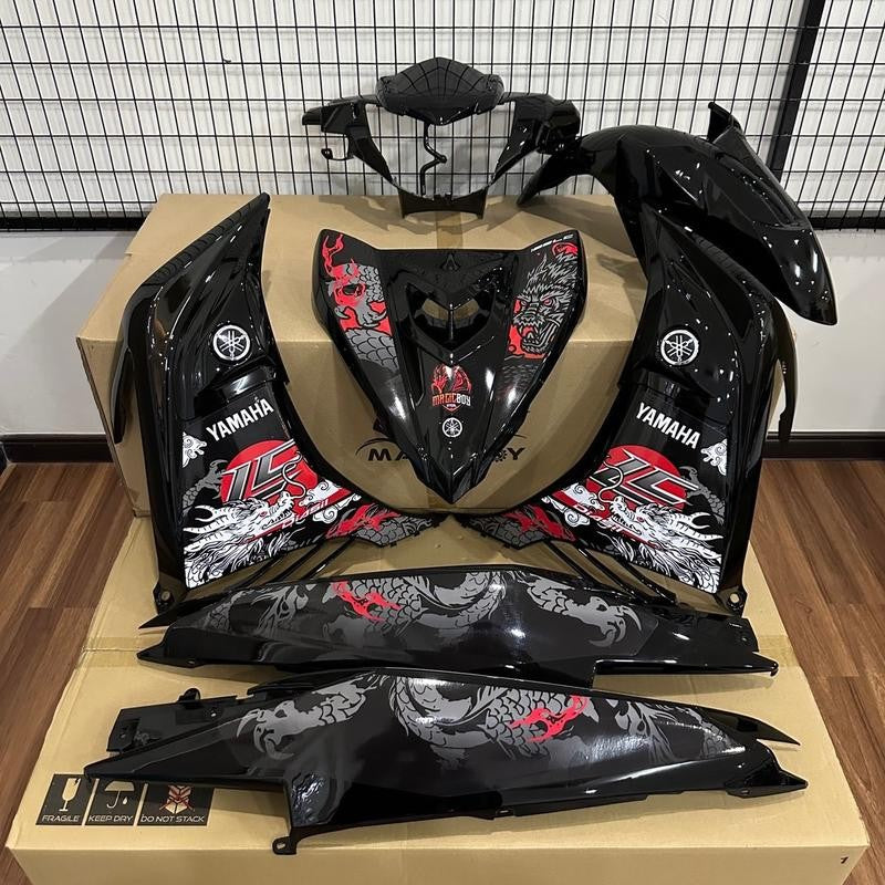 DHC- JL Coverset MagicBoy Dragon Naga Hitam LC135 V1 V2 V4 V5 V6 V7 V8 Y15 Y16 naga Choii Dragon Sticker -By Sea Courier Method 🚢📦
