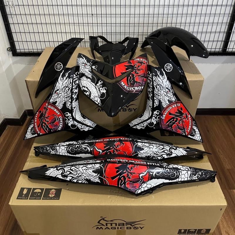 DHC- JL Coverset MagicBoy Dragon Naga Hitam LC135 V1 V2 V4 V5 V6 V7 V8 Y15 Y16 naga Choii Dragon Sticker -By Sea Courier Method 🚢📦