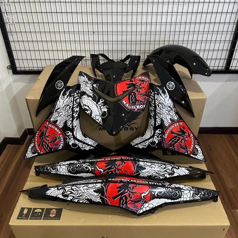 DHC- JL Coverset MagicBoy Dragon Naga Hitam LC135 V1 V2 V4 V5 V6 V7 V8 Y15 Y16 naga Choii Dragon Sticker -By Sea Courier Method 🚢📦