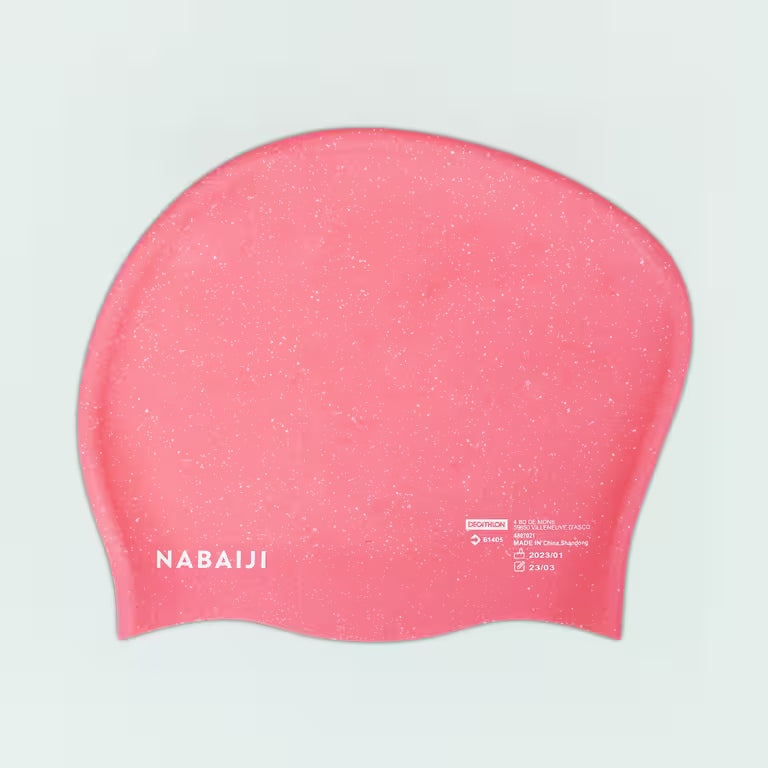 Silicone swimming cap - one size - long hair - pink