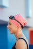 Silicone swimming cap - one size - long hair - pink