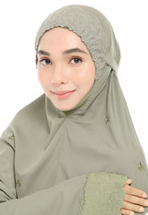 Siti Khadijah Telekung Broderie Tiara in Ash Green