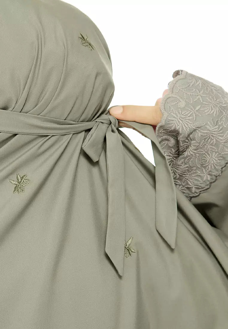 Siti Khadijah Telekung Broderie Tiara in Ash Green