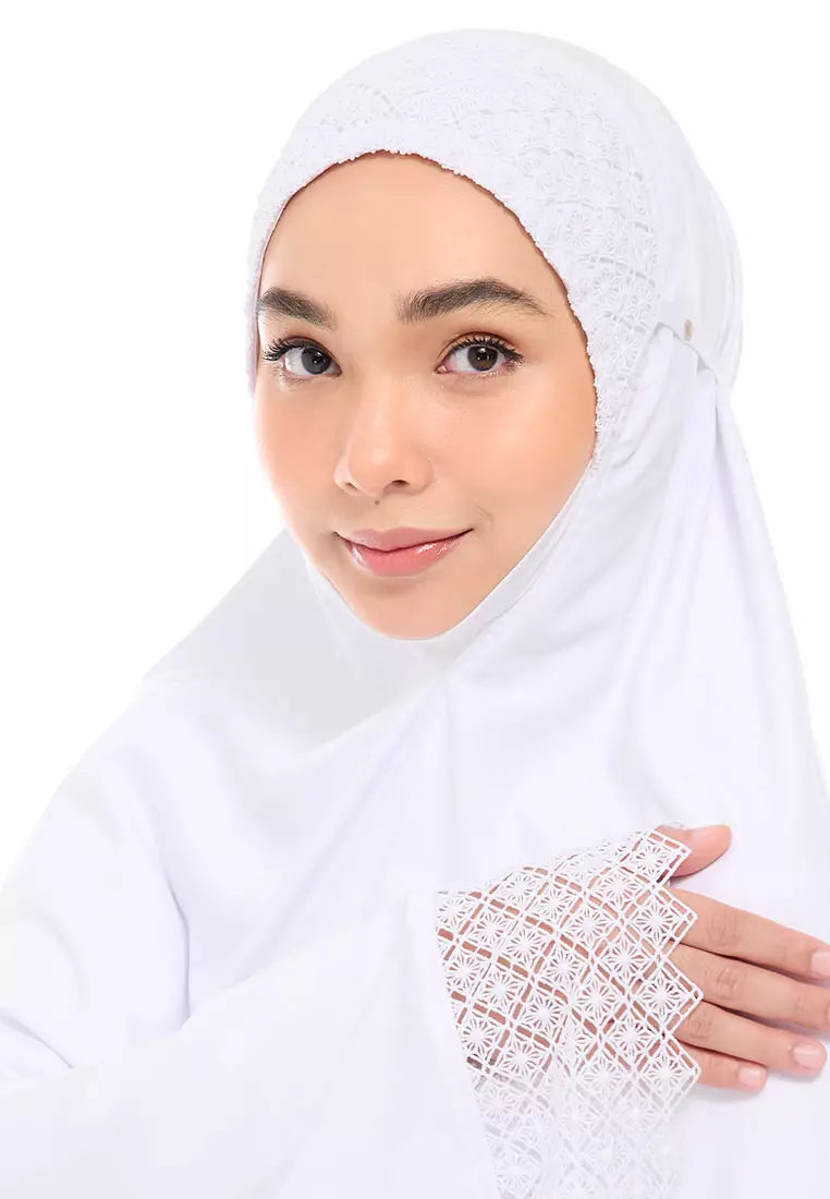 Siti Khadijah Telekung Modish Asanoha In White