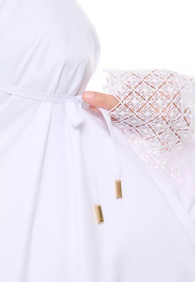 Siti Khadijah Telekung Modish Asanoha In White