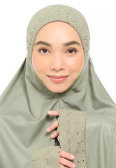 Siti Khadijah telekung Signature Amiely in Ash Green