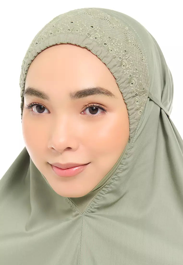 Siti Khadijah telekung Signature Amiely in Ash Green