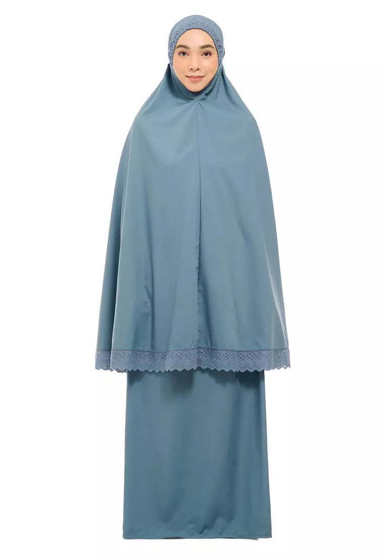 Siti Khadijah telekung Signature Camellia in Ash Blue