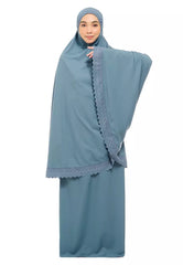 Siti Khadijah telekung Signature Camellia in Ash Blue