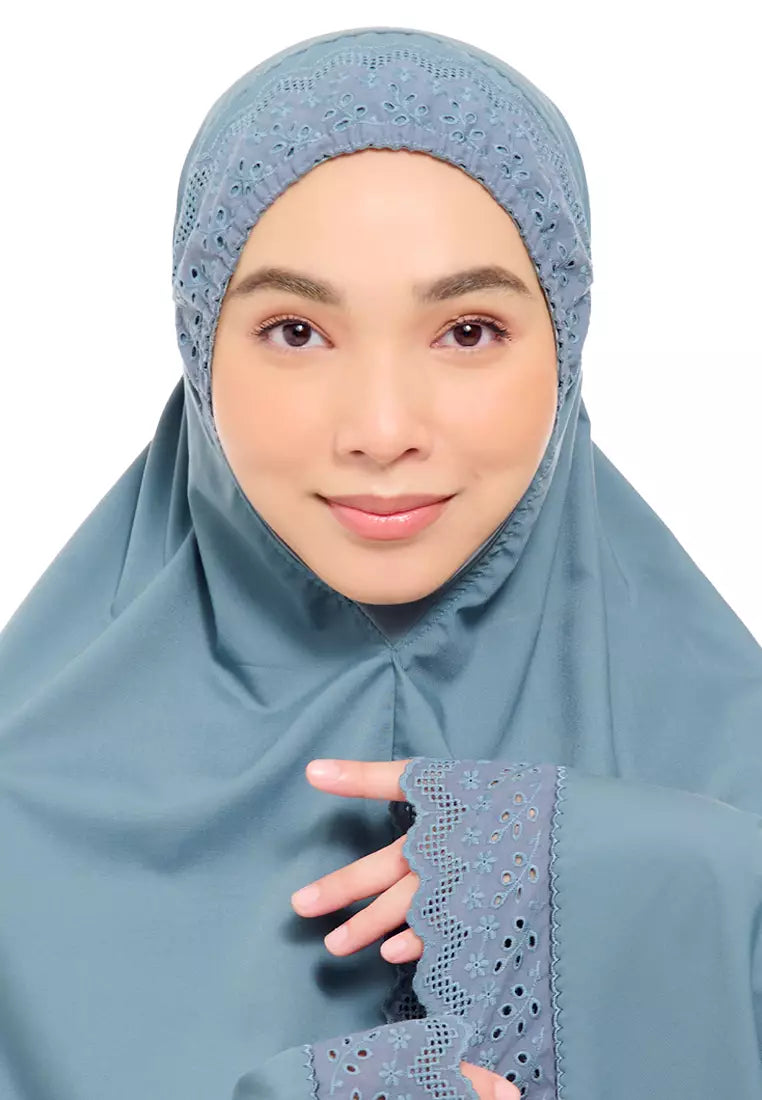 Siti Khadijah telekung Signature Camellia in Ash Blue