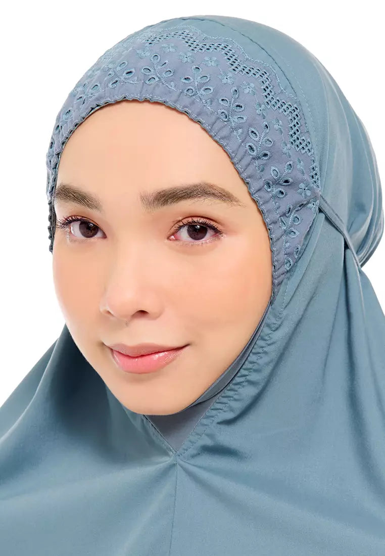 Siti Khadijah telekung Signature Camellia in Ash Blue