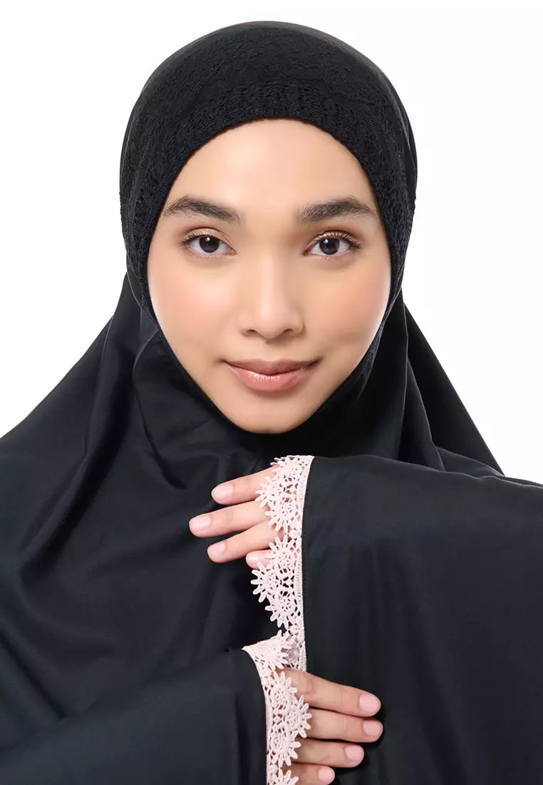 Siti Khadijah Telekung Modish Jasmina in Black