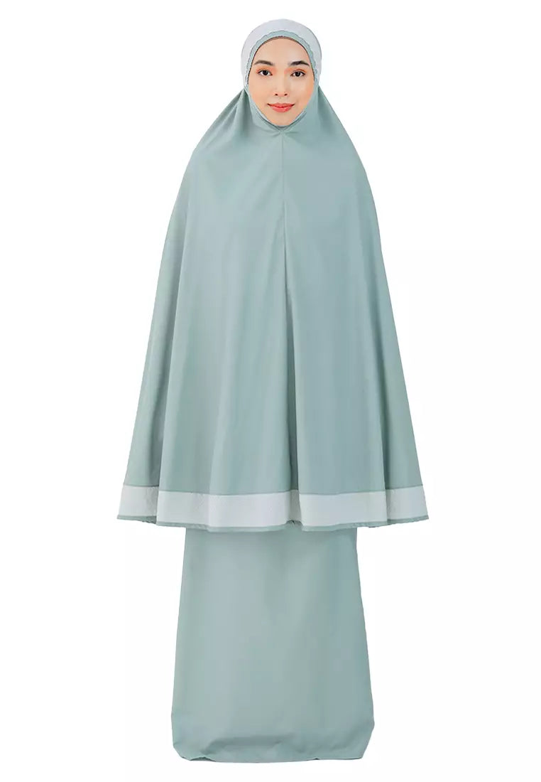 Siti Khadijah Telekung Broderie Yuzuk in Iceberg Green