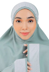 Siti Khadijah Telekung Broderie Yuzuk in Iceberg Green