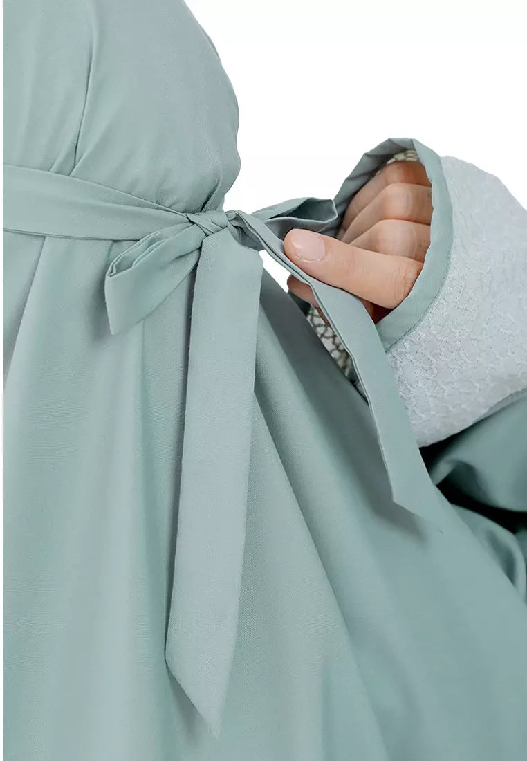 Siti Khadijah Telekung Broderie Yuzuk in Iceberg Green