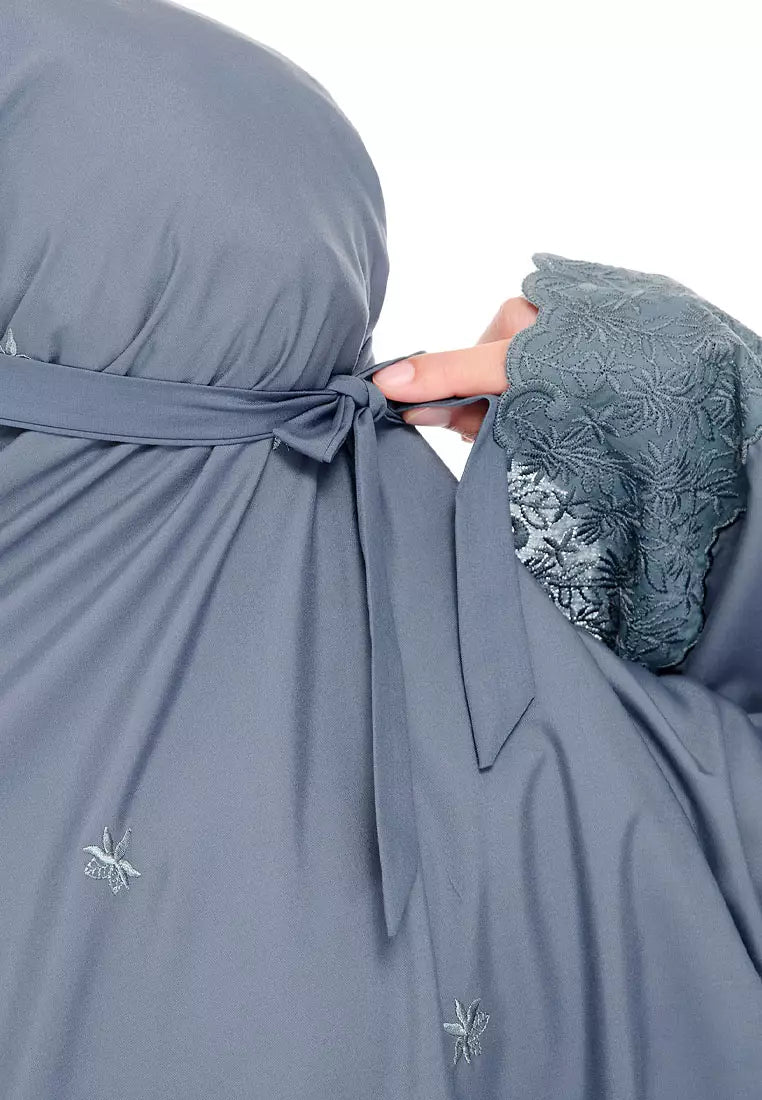 Siti Khadijah Telekung Broderie Tiara in Ash Blue