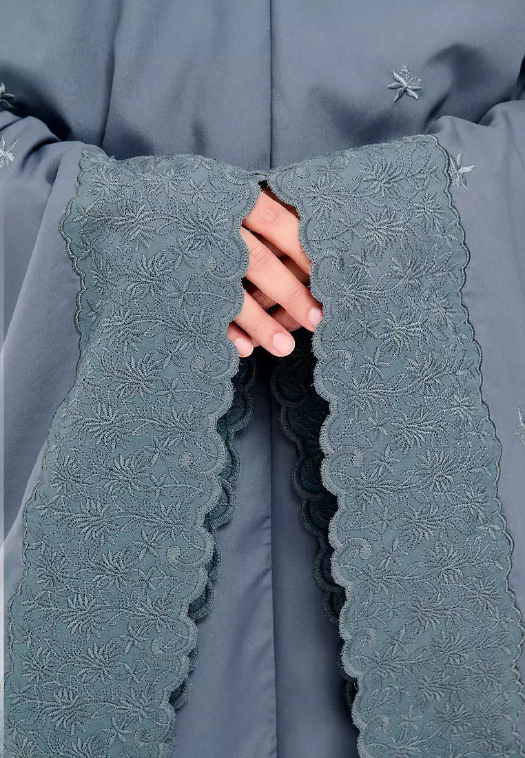 Siti Khadijah Telekung Broderie Tiara in Ash Blue