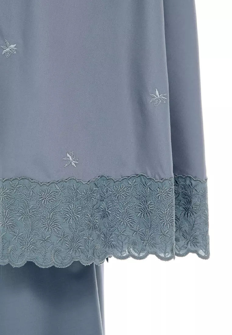 Siti Khadijah Telekung Broderie Tiara in Ash Blue