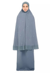 Siti Khadijah Telekung Broderie Tiara in Ash Blue