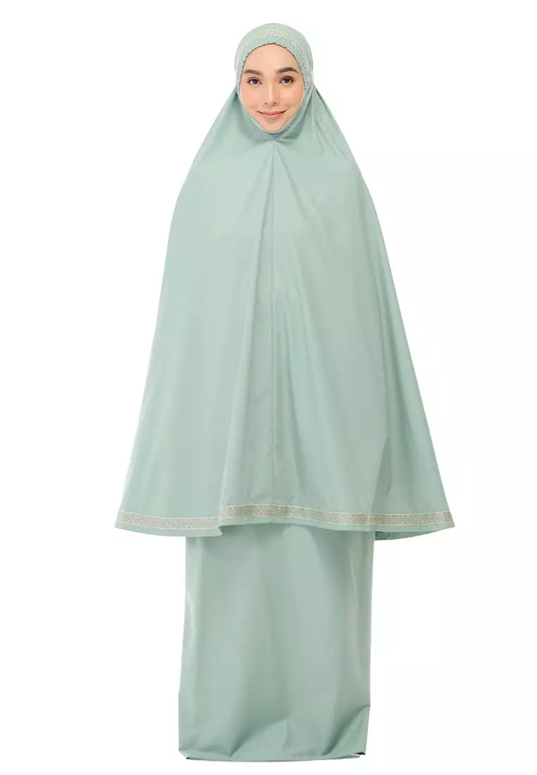 Siti Khadijah Telekung Modish Hanabishi in Iceberg Green