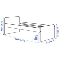 SLÄKT Bed frame with slatted bed base, white, 90x200 cm