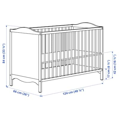 SMÅGÖRA Cot, white, 60x120 cm