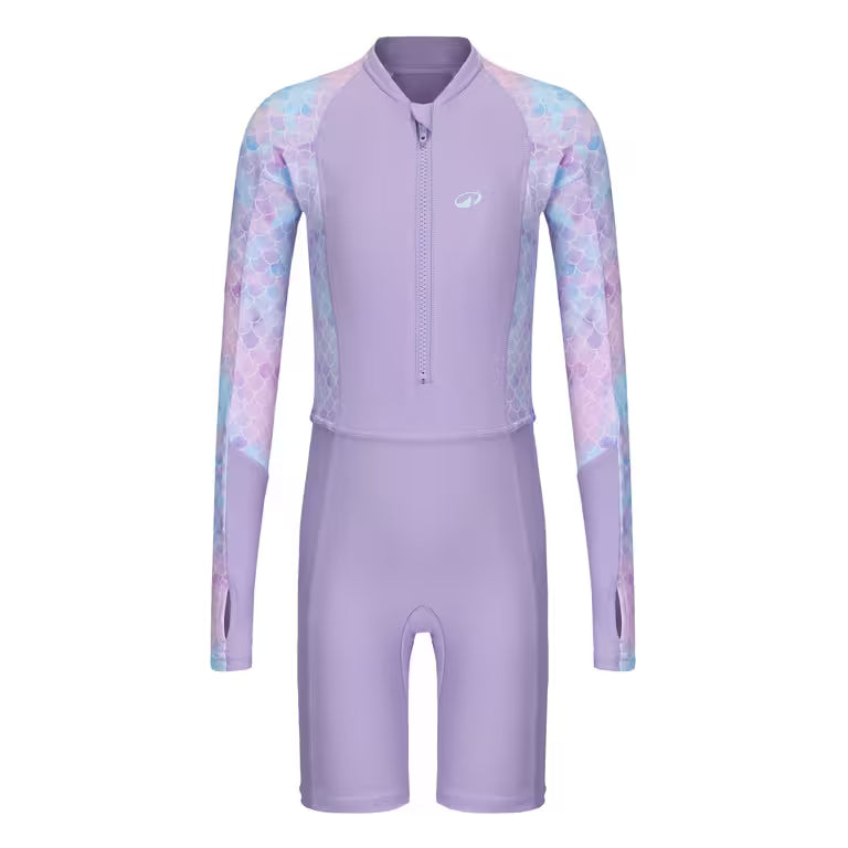 Surfing Girl's one-piece long-sleeve shorty swimsuit SUZY