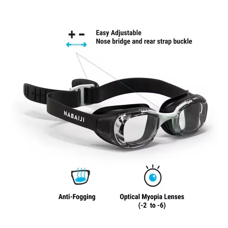 Swimming XBASE corrective goggles - Clear Lenses - Single size - Black