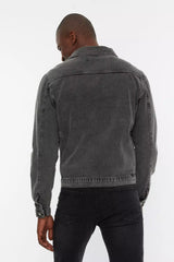 Gray Men's Slim Fit Denim Jeans Jacket