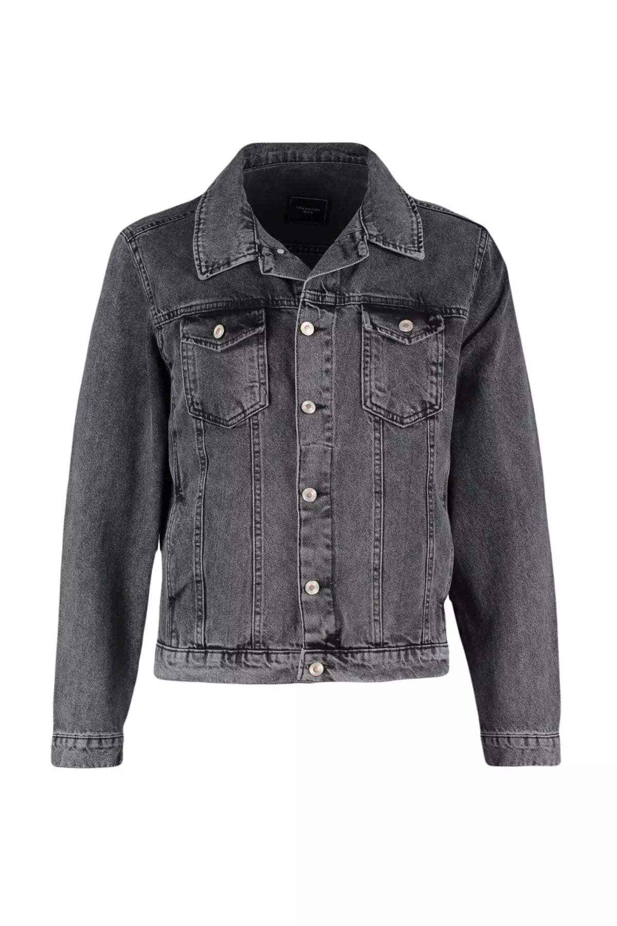 Gray Men's Slim Fit Denim Jeans Jacket